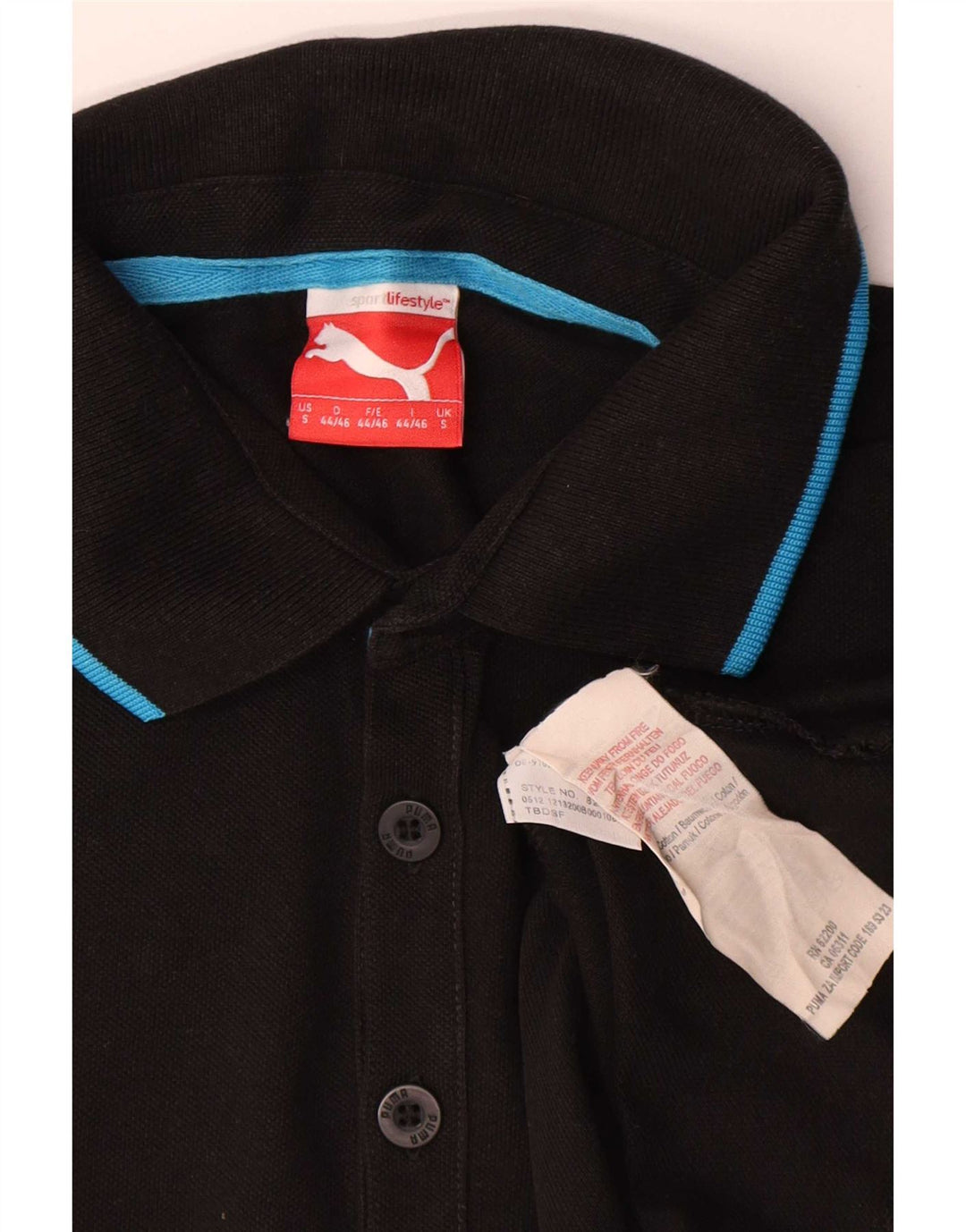 Puma Mens Polo Shirt Small Black Cotton