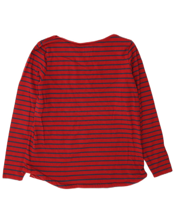 Fat Face Womens Top Long Sleeve UK 14 Large Red Pinstripe Cotton