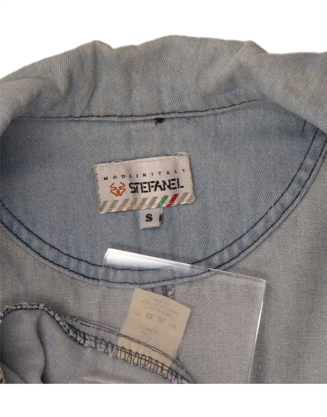 STEFANEL Womens Oversized 2 Button Denim Blazer Jacket UK 10 Small Blue