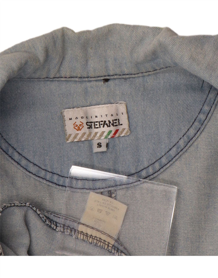 STEFANEL Womens Oversized 2 Button Denim Blazer Jacket UK 10 Small Blue