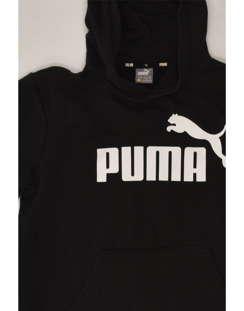 PUMA Boys Graphic Hoodie Jumper 13-14 Years Black Cotton | Vintage Puma | Thrift | Second-Hand Puma | Used Clothing | Messina Hembry 