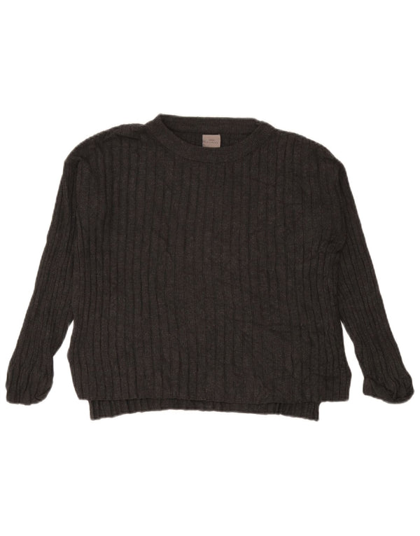 Zara Girls Oversized Boat Neck Jumper Sweater 8-9 Years Grey Viscose