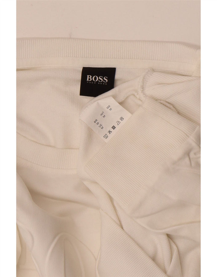 Hugo Boss Mens Graphic Sweatshirt Jumper Medium White Cotton