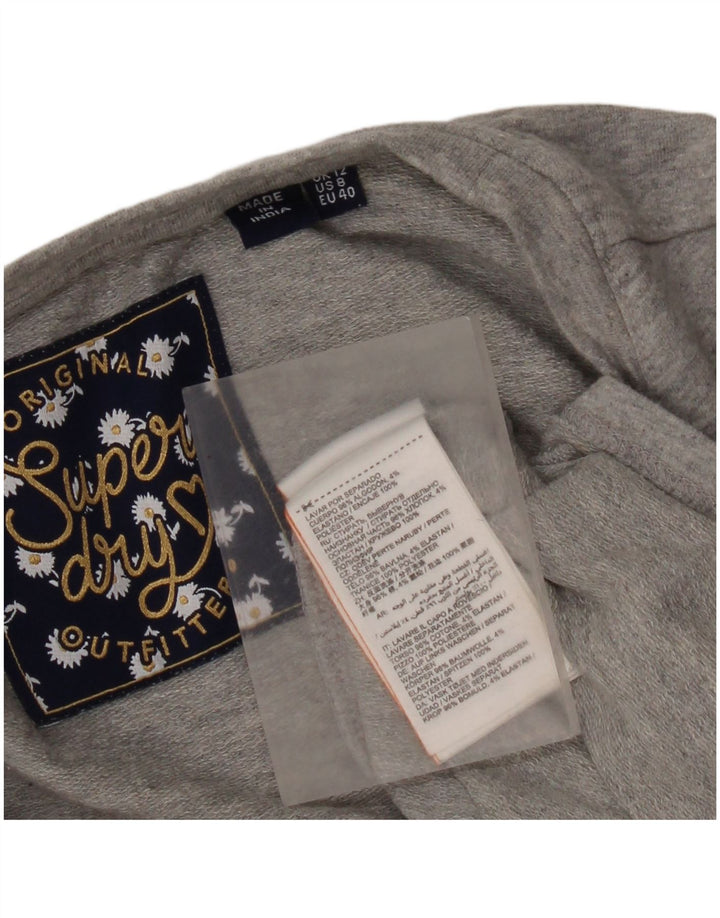 Superdry Womens Top Long Sleeve UK 12 Medium Grey Cotton