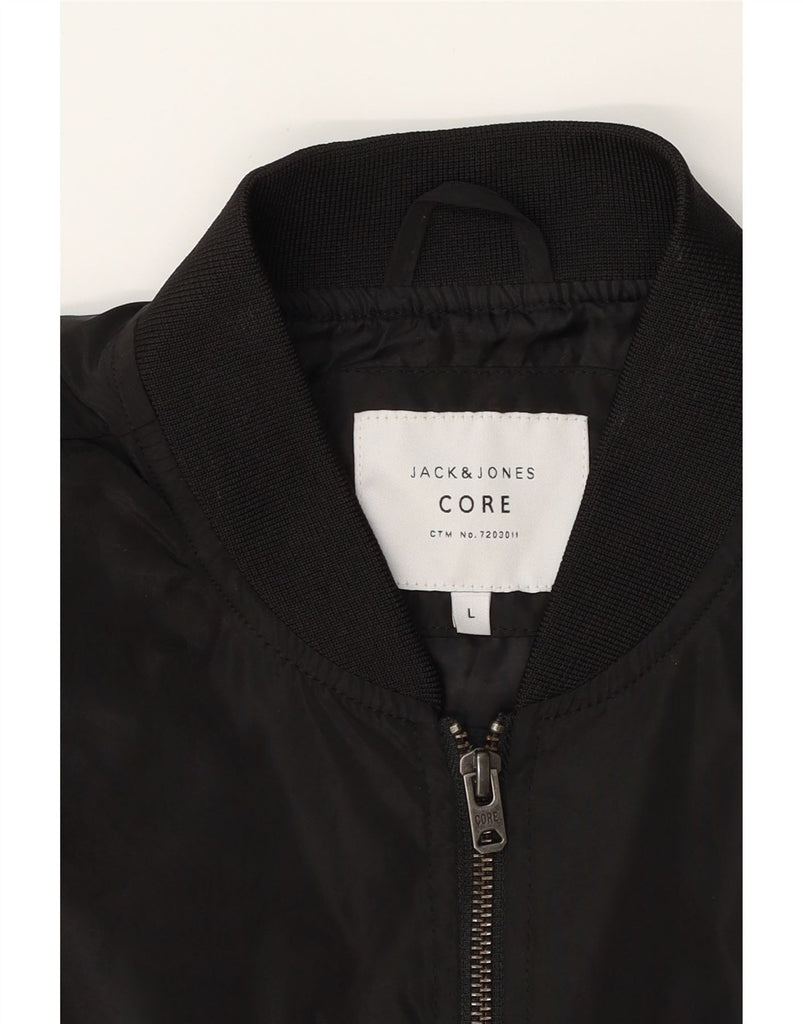 JACK & JONES Mens Bomber Jacket UK 40 Large Black Polyester Vintage Jack & Jones and Second-Hand Jack & Jones from Messina Hembry 