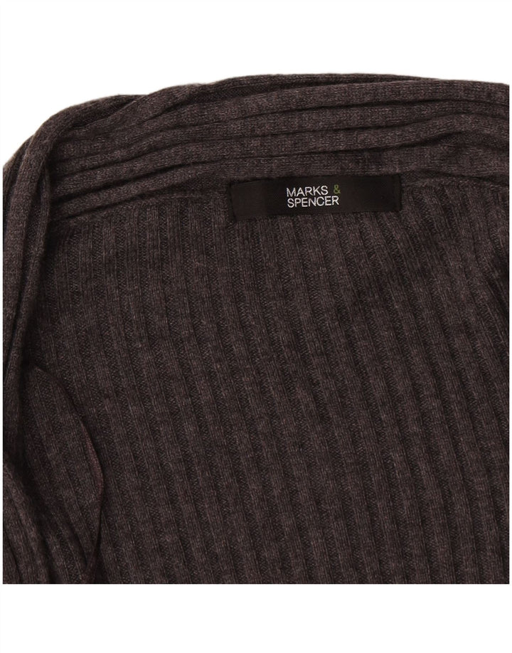 Marks & Spencer Womens Longline Open Cardigan Sweater UK 18 XL Grey