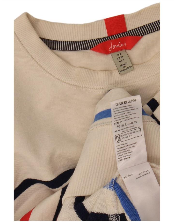 Joules Womens Oversized Sweatshirt Jumper UK 8 Small White Striped Cotton