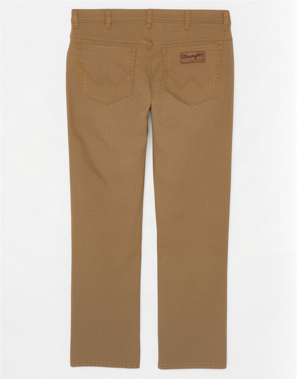 Wrangler Mens Texas Stretch Straight Casual Trousers W36 L32 Brown Cotton