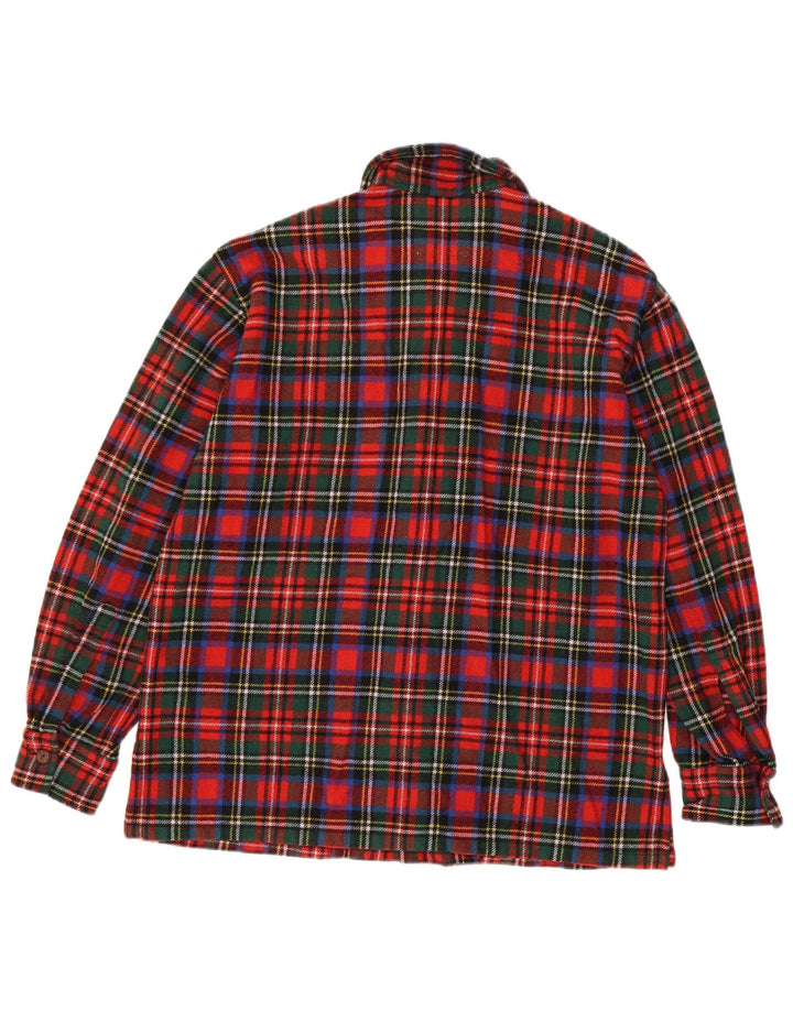 Vintage Mens Flannel Shirt Medium Red Check Wool