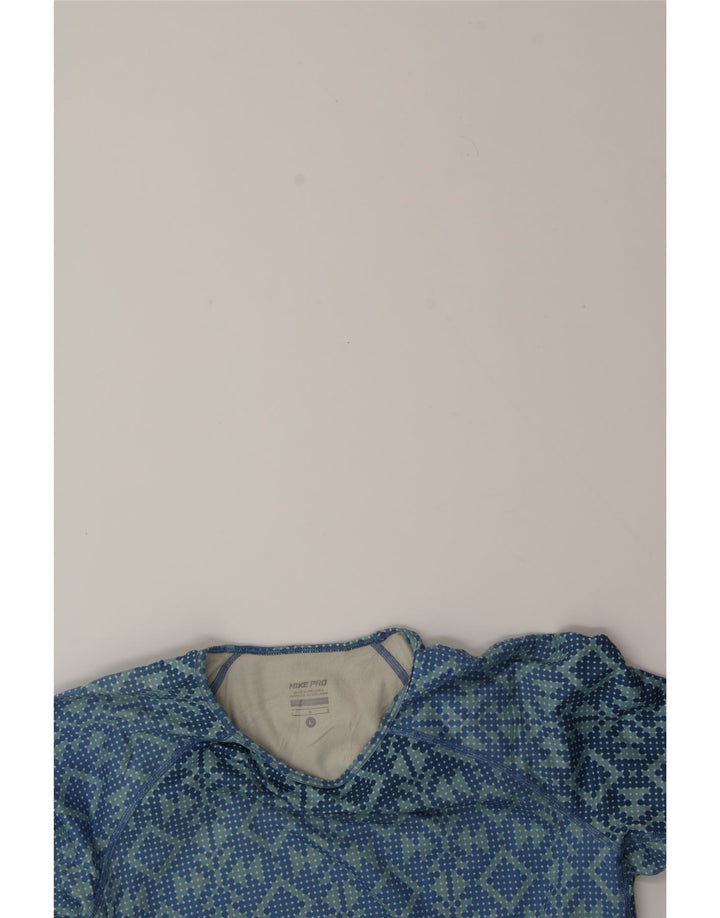 NIKE Womens Top Long Sleeve UK 14 Large Blue Geometric Polyester Vintage Nike and Second-Hand Nike from Messina Hembry 