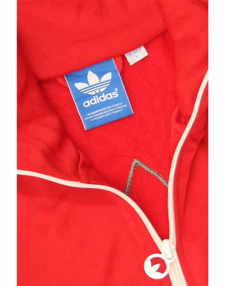 Adidas Mens Graphic Tracksuit Top Jacket Large Red Polyester