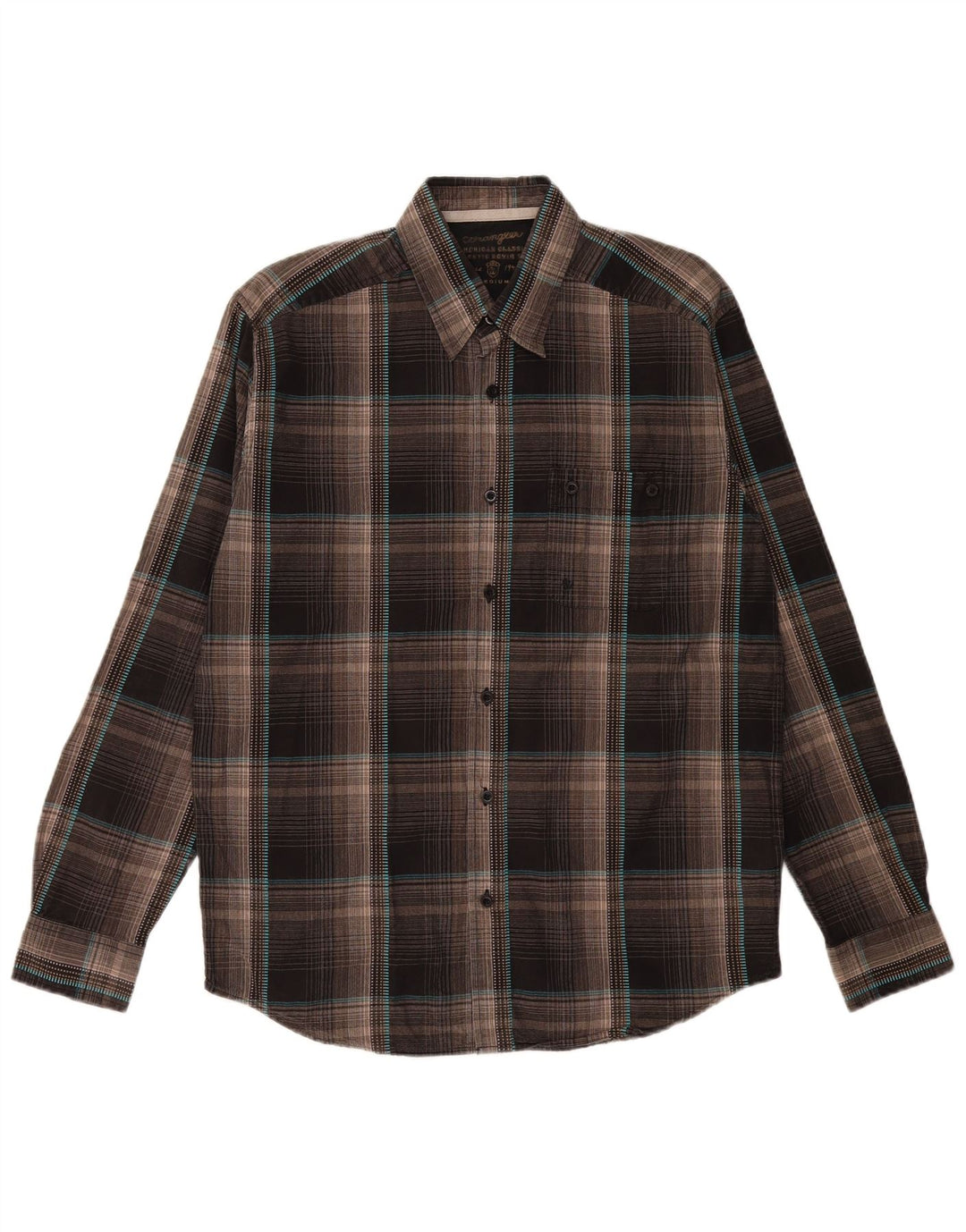 WRANGLER Mens Flannel Shirt Medium Brown Check Cotton