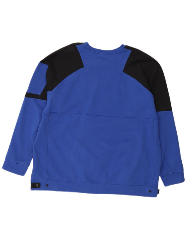Adidas Mens Sweatshirt Jumper 2XL Blue Colourblock Cotton