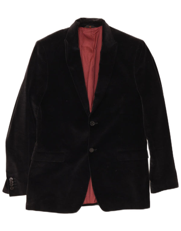 Conbipel Mens Studio 2 Button Velvet Blazer Jacket IT 52 Large Black Cotton