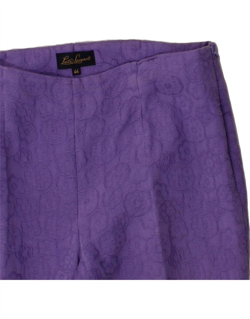 LUISA SPAGNOLI Womens Casual Trousers IT 44 Medium W32 L29 Purple Floral Vintage Luisa Spagnoli and Second-Hand Luisa Spagnoli from Messina Hembry 
