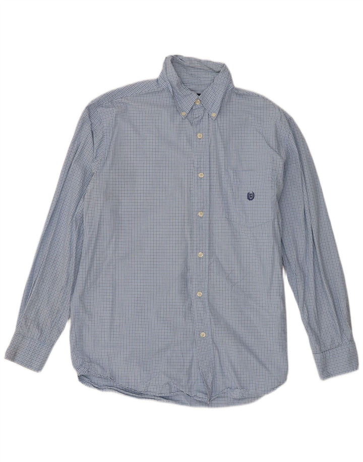 Chaps Mens Shirt Medium Blue Gingham Cotton