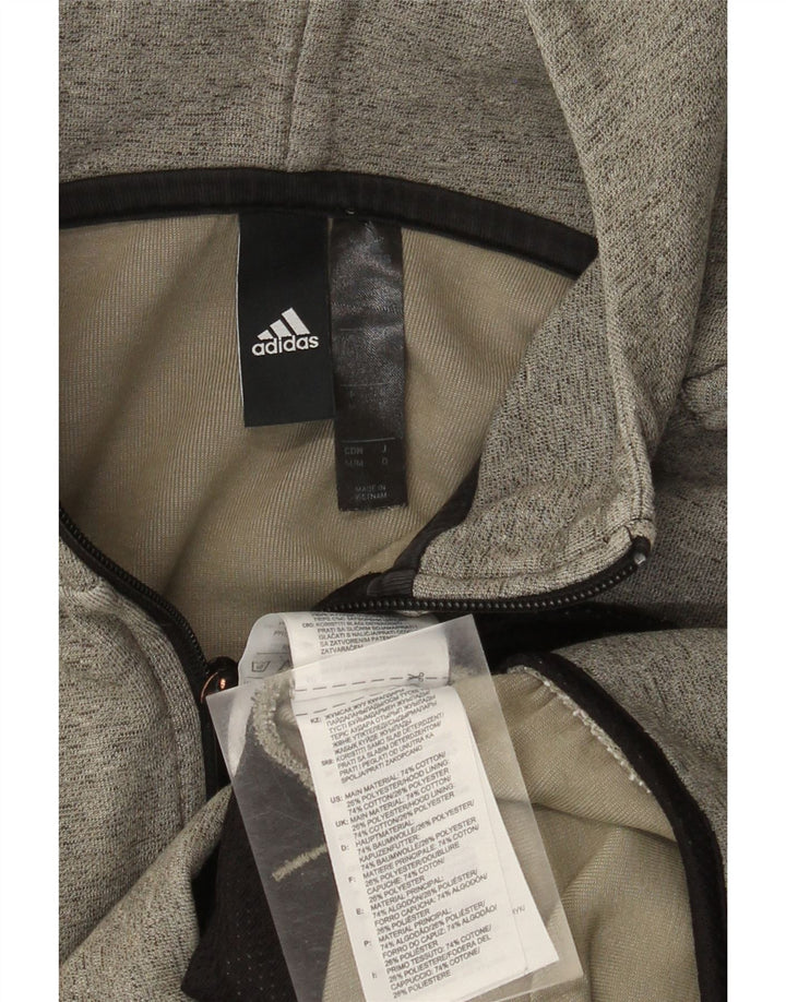 Adidas Mens Zip Hoodie Sweater Medium Grey Cotton