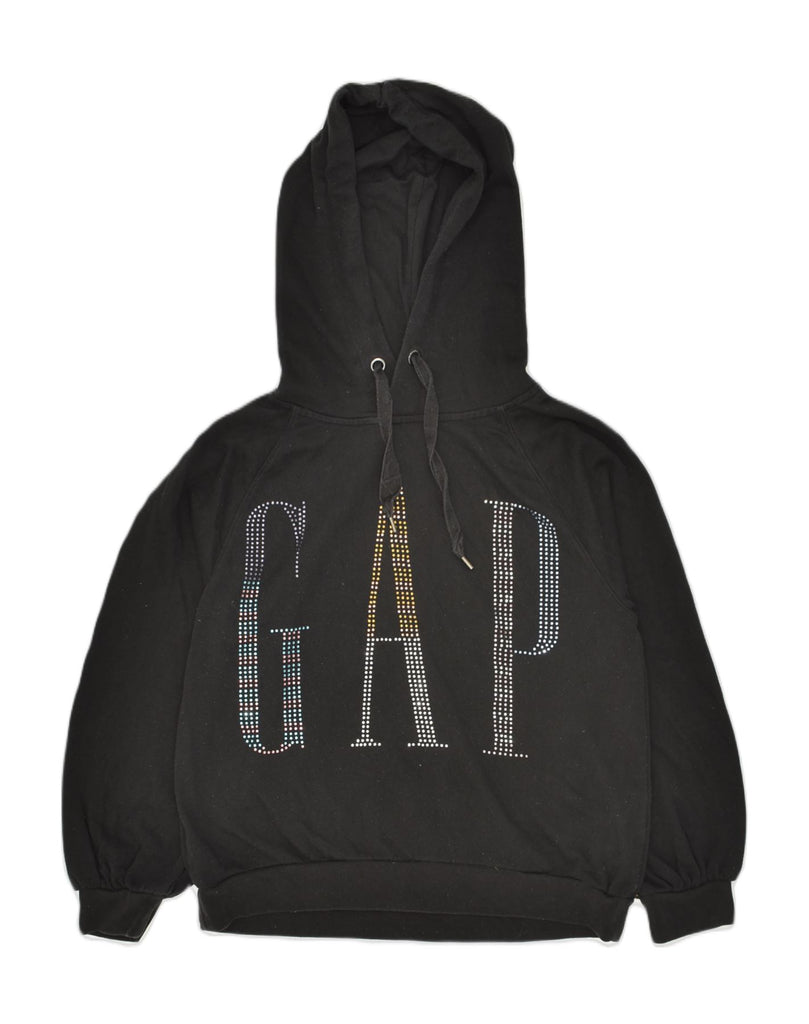 GAP Womens Graphic Hoodie Jumper UK 14 Medium Black Cotton | Vintage Gap | Thrift | Second-Hand Gap | Used Clothing | Messina Hembry 