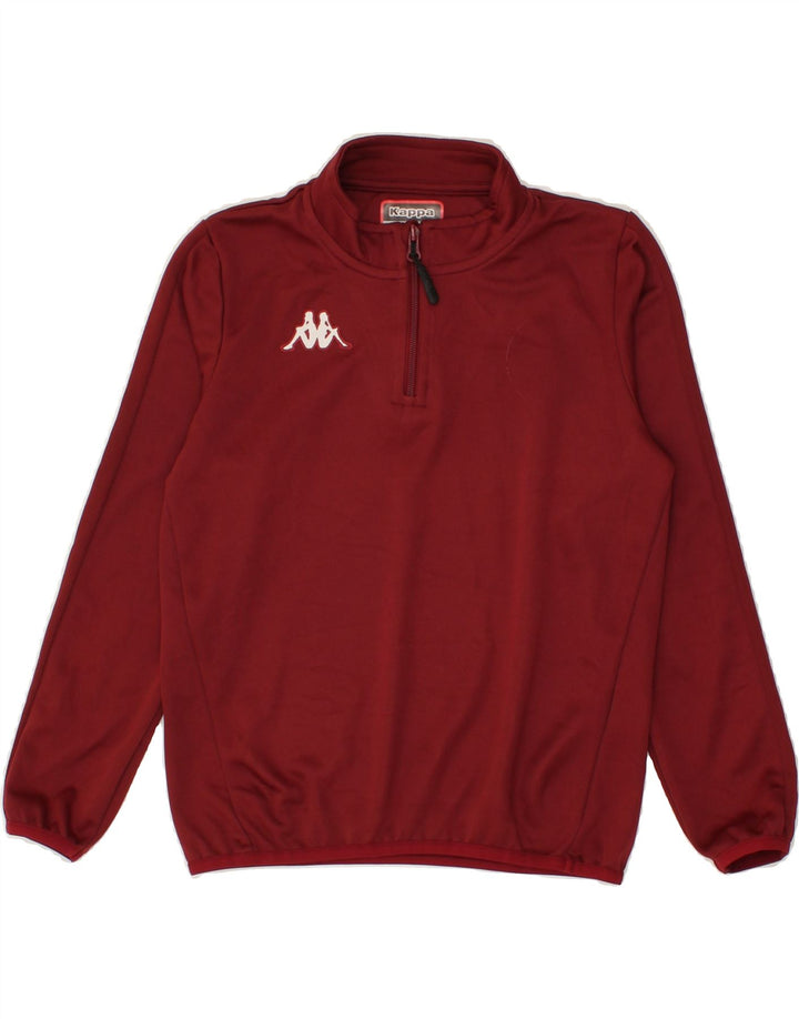 KAPPA Boys Zip Neck Pullover Tracksuit Top 9-10 Years Burgundy Polyester Vintage Kappa and Second-Hand Kappa from Messina Hembry 