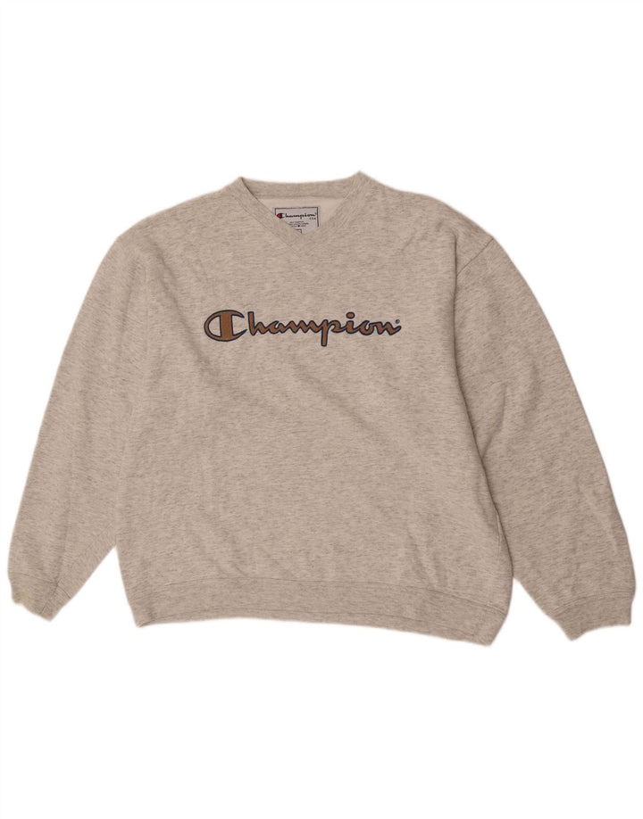 Champion Mens Graphic Sweatshirt Jumper Large Grey Flecked Cotton