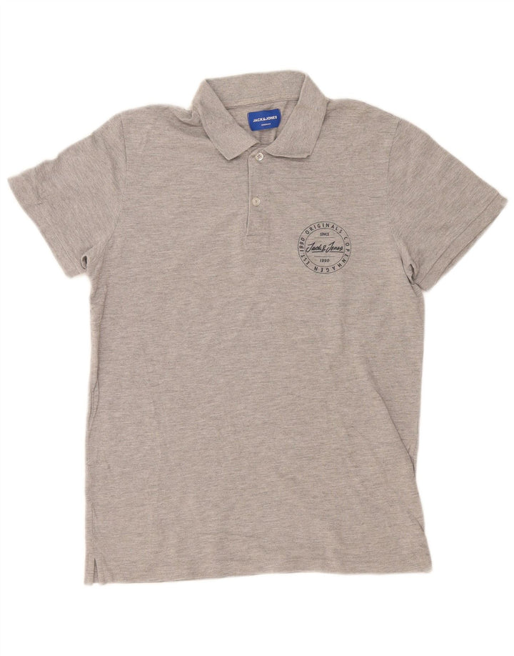 Jack & Jones Mens Regular Fit Polo Shirt Medium Grey Cotton