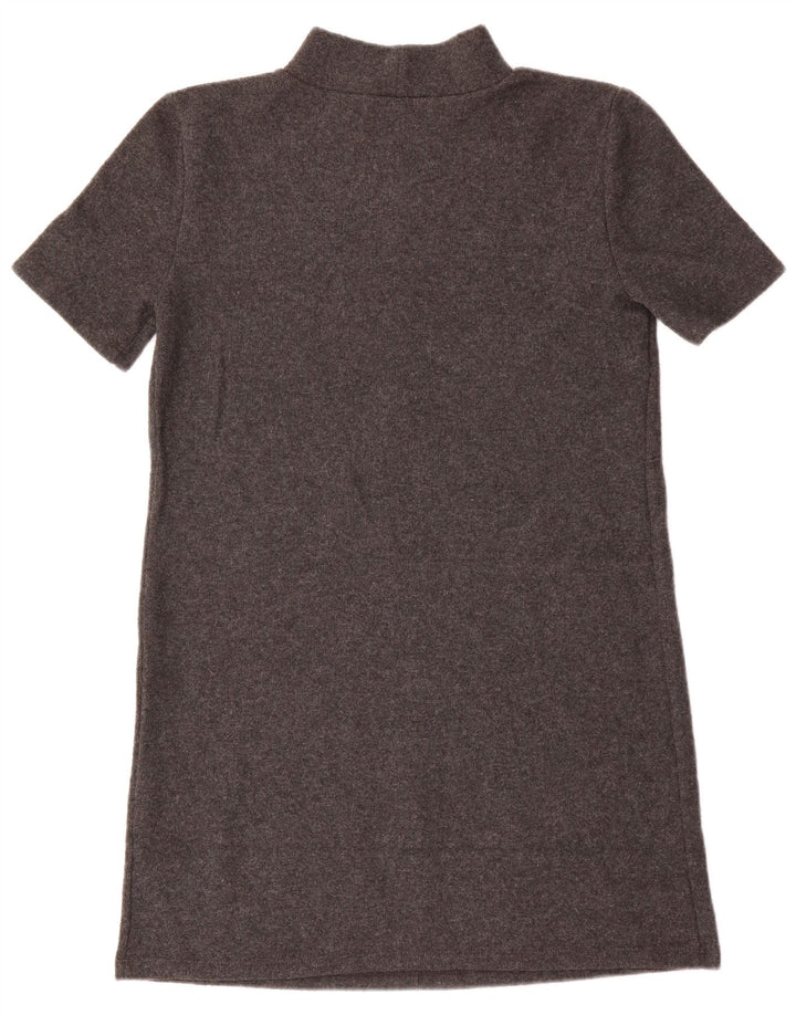 Zara Womens Short Sleeves Jumper Dress UK 12 Medium Grey Polyester