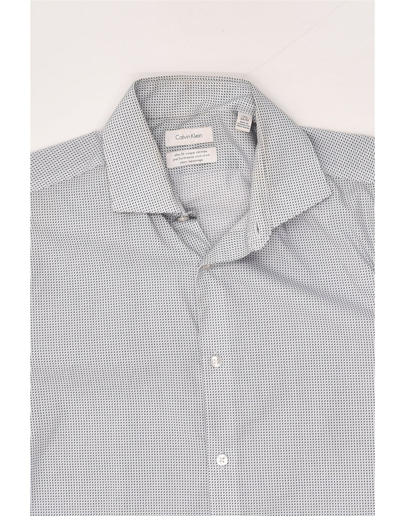 CALVIN KLEIN Mens Slim Fit Shirt Size 15 1/2 Medium Grey Cotton | Vintage Calvin Klein | Thrift | Second-Hand Calvin Klein | Used Clothing | Messina Hembry 