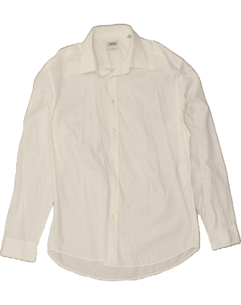 KENZO Mens Slim Fit Shirt Size 44 17 1/2 XL White Cotton Vintage Kenzo and Second-Hand Kenzo from Messina Hembry 