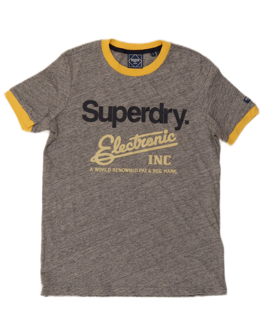 SUPERDRY Womens Graphic T-Shirt Top UK 8 Small Grey Flecked Cotton