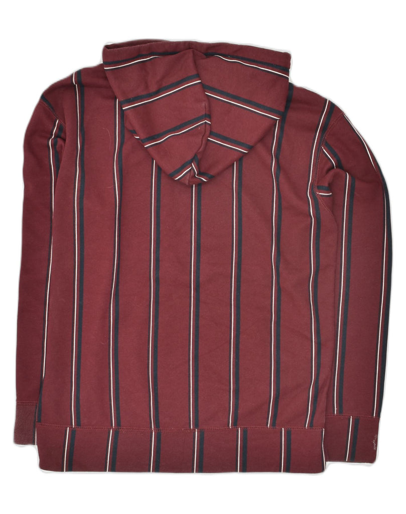 HOLLISTER Mens Graphic Hoodie Jumper Small Burgundy Striped Cotton | Vintage Hollister | Thrift | Second-Hand Hollister | Used Clothing | Messina Hembry 