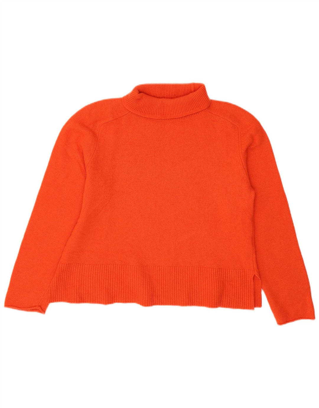 Massimo Dutti Womens Crop Roll Neck Jumper Sweater UK 16 Large Orange Wool