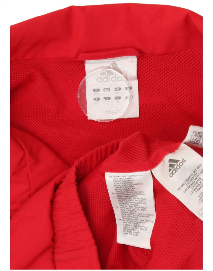 Adidas Mens Tracksuit Top Jacket UK 42/44 Large Red Colourblock Polyester