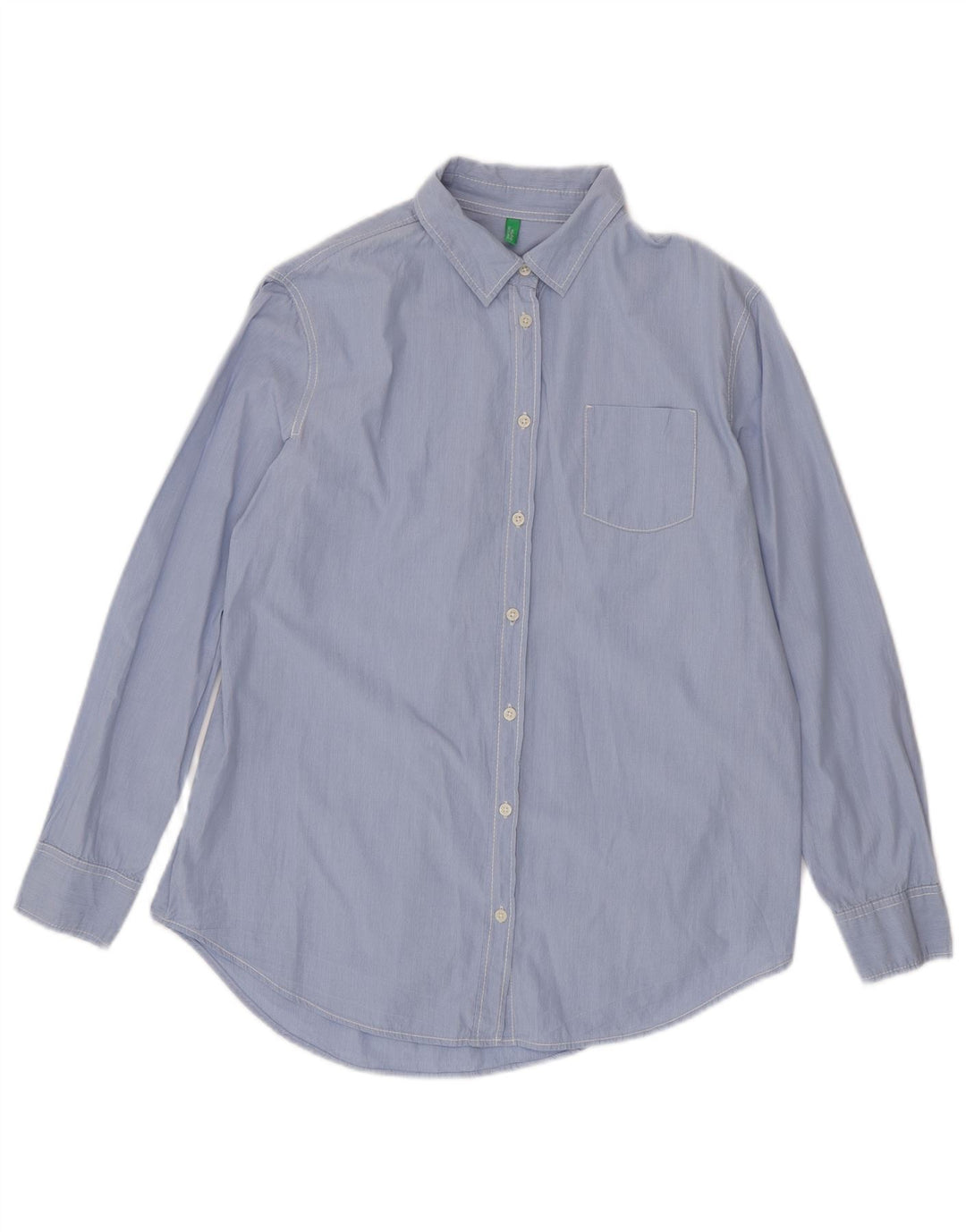 BENETTON Womens Shirt UK 14 Medium Blue Pinstripe