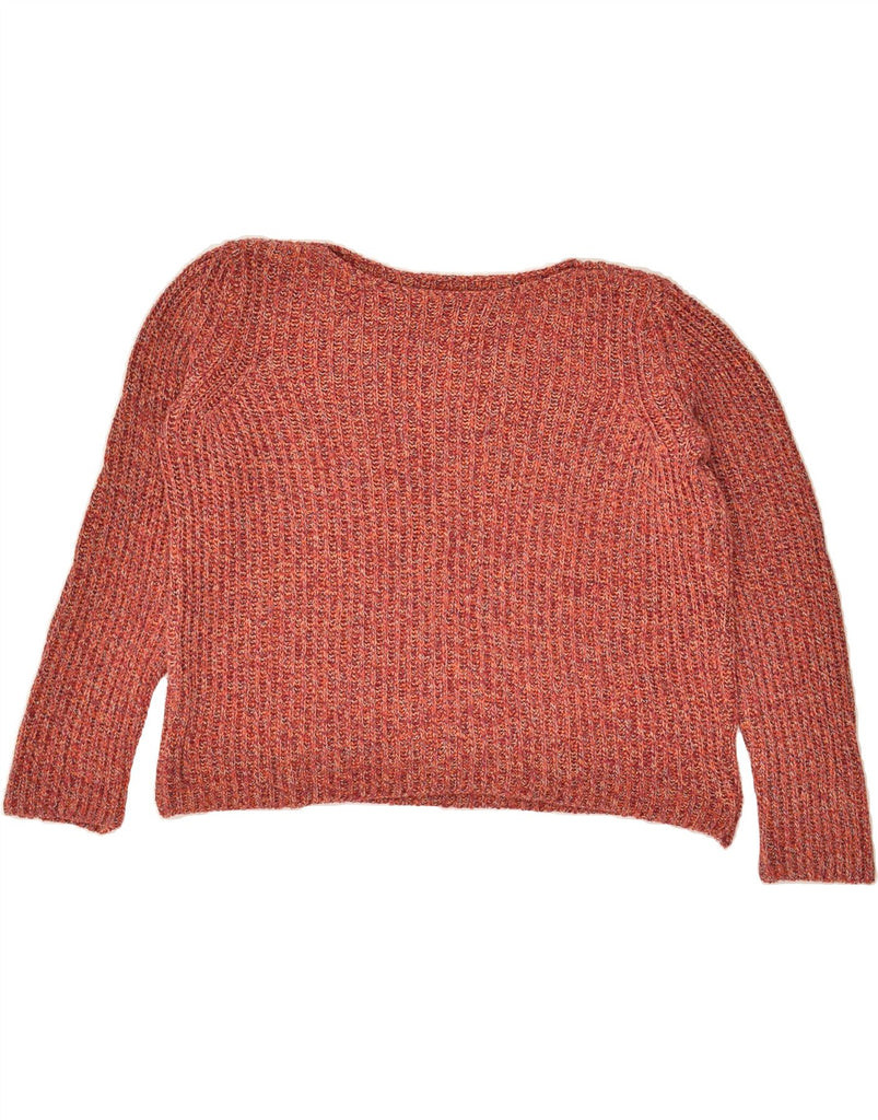 BENETTON Womens Crop Boat Neck Jumper Sweater UK 14 Medium Red Flecked | Vintage Benetton | Thrift | Second-Hand Benetton | Used Clothing | Messina Hembry 