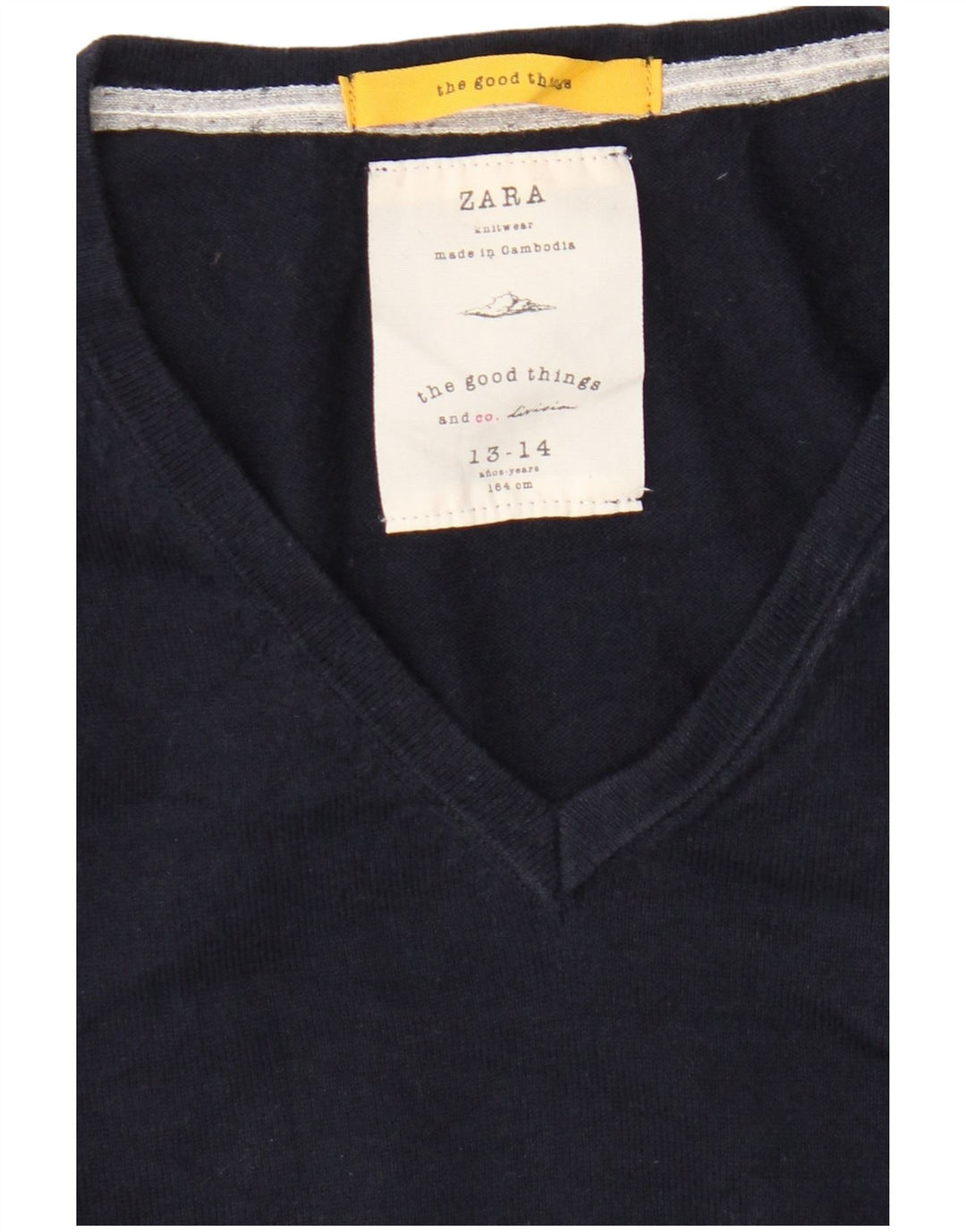Zara Boys V-Neck Jumper Sweater 13-14 Years Navy Blue