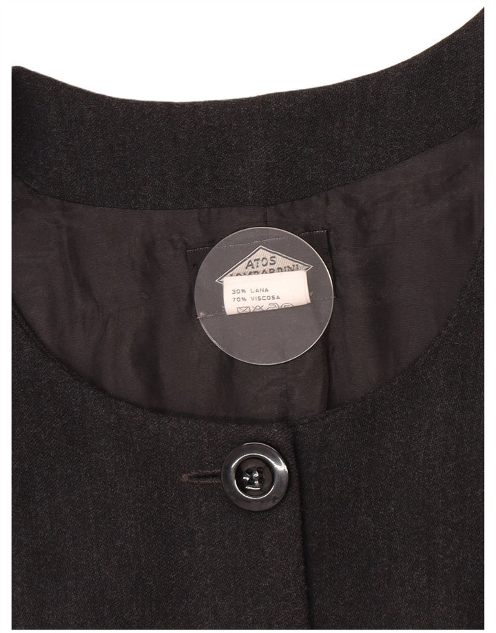 Atos Lombardini Womens 5 Button Sleeveless Blazer Jacket IT 46 Large Grey