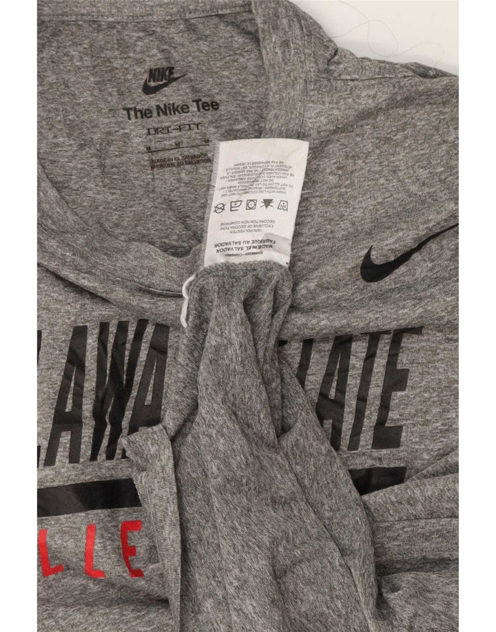 Nike Womens Graphic Top Long Sleeve UK 12 Medium Grey Flecked Polyester