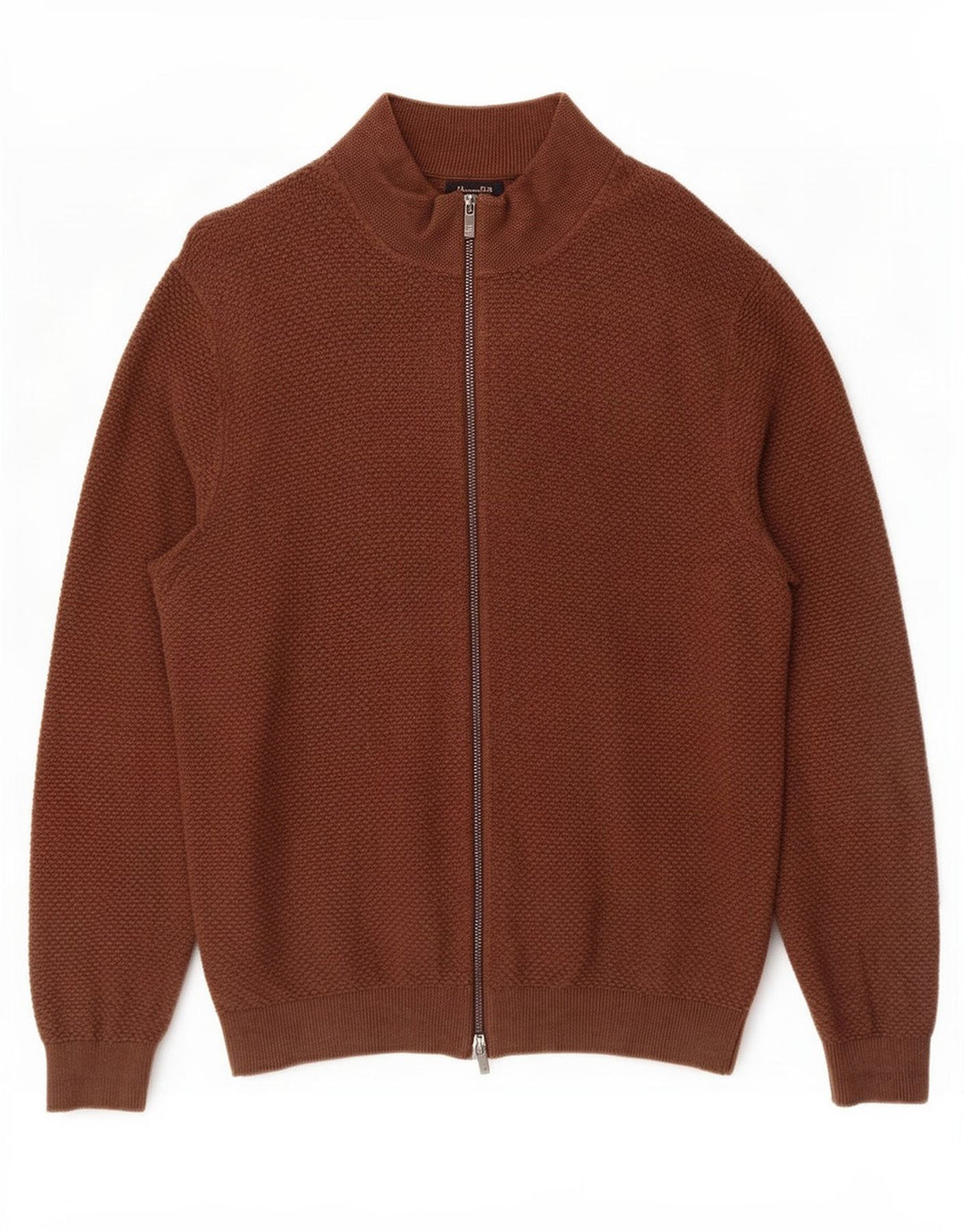 Massimo Dutti Mens Cardigan Sweater Large Brown Cotton
