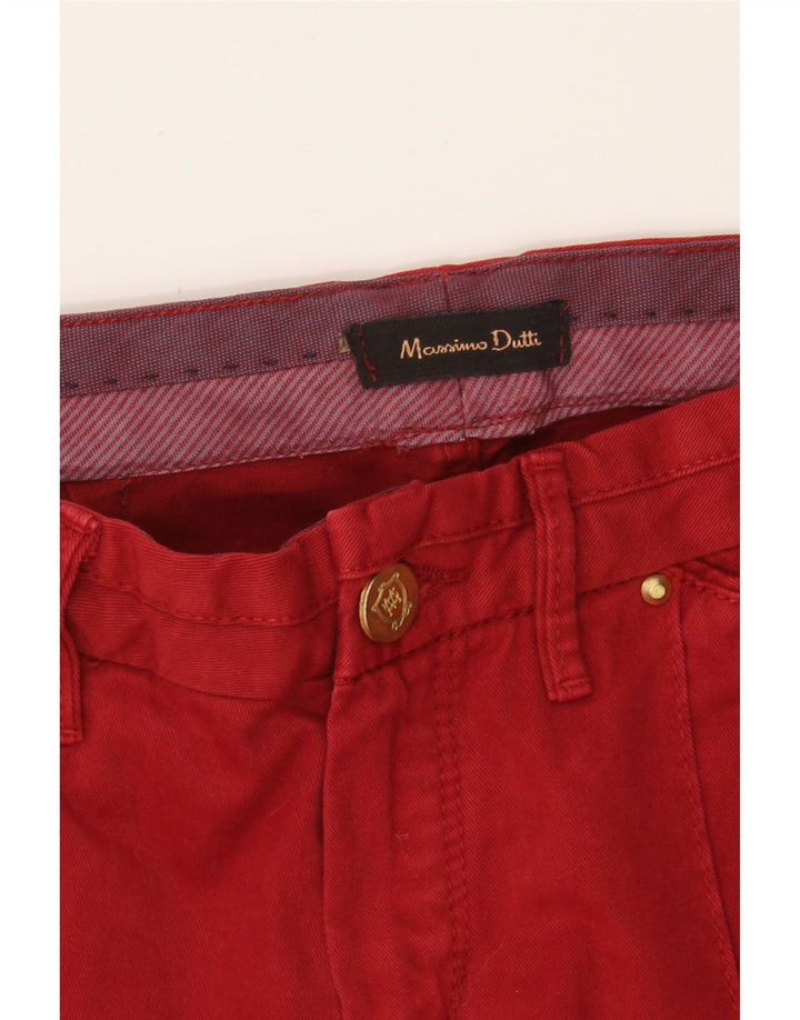 MASSIMO DUTTI Womens Slim Casual Trousers W28 L27 Red Cotton Vintage Massimo Dutti and Second-Hand Massimo Dutti from Messina Hembry 