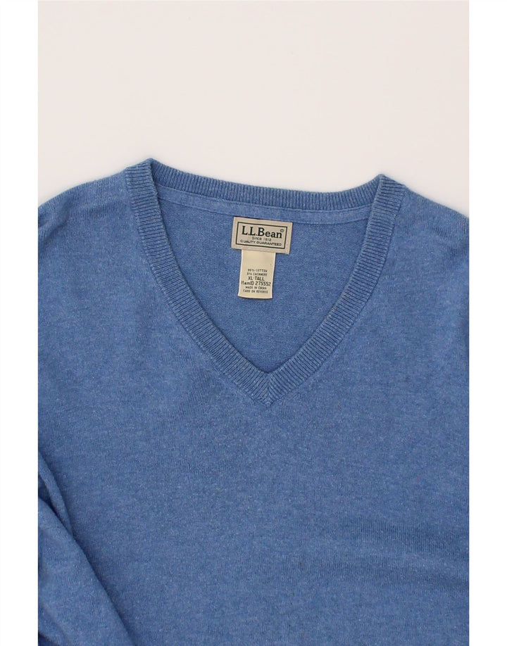 L.L.BEAN Mens Tall V-Neck Jumper Sweater XL Blue Cotton Vintage L.L.Bean and Second-Hand L.L.Bean from Messina Hembry 