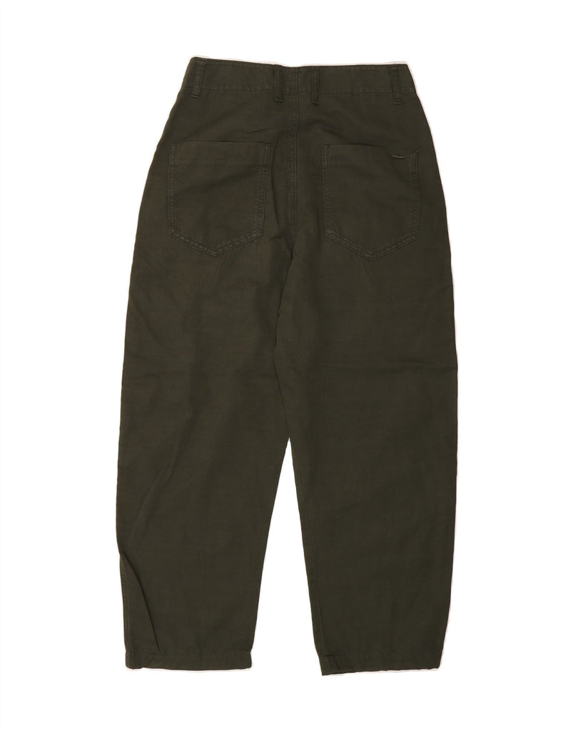 MASSIMO DUTTI Womens High Waist Cropped Trousers EU 36 XS W26 L23 Khaki Vintage Massimo Dutti and Second-Hand Massimo Dutti from Messina Hembry 