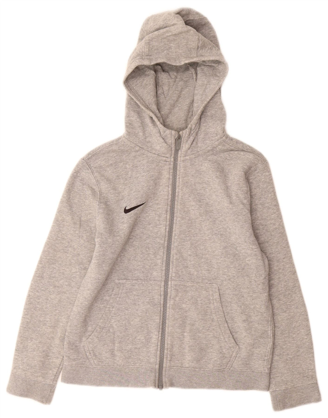 NIKE Boys Zip Hoodie Sweater 10-11 Years Medium  Grey Cotton
