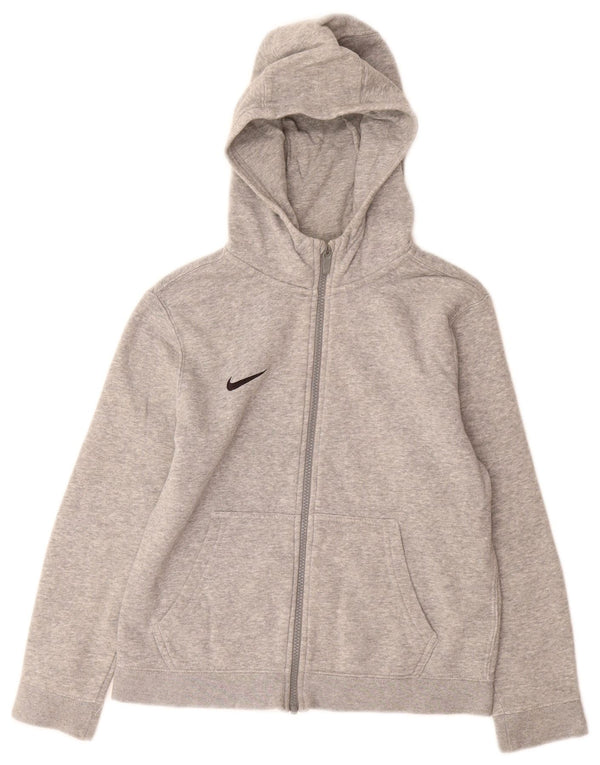 NIKE Boys Zip Hoodie Sweater 10-11 Years Medium  Grey Cotton