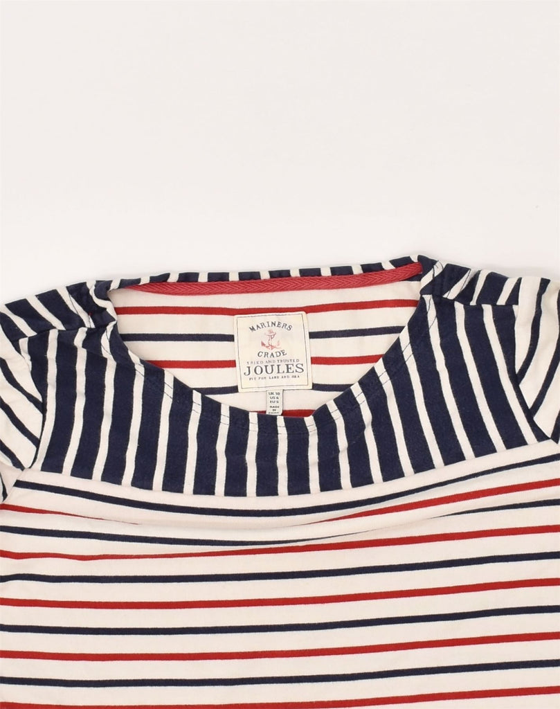 JOULES Womens Top Long Sleeve UK 10 Small White Striped Cotton | Vintage Joules | Thrift | Second-Hand Joules | Used Clothing | Messina Hembry 