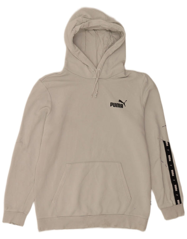 Puma Mens Graphic Hoodie Jumper Medium Grey Cotton