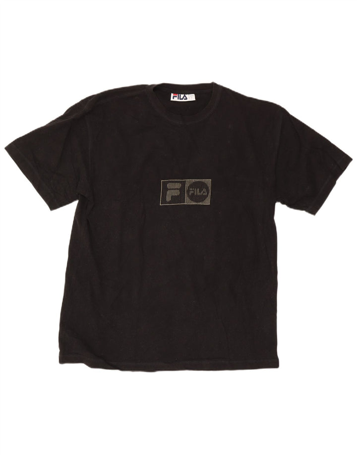Fila Mens Graphic T-Shirt Top Large Black Cotton