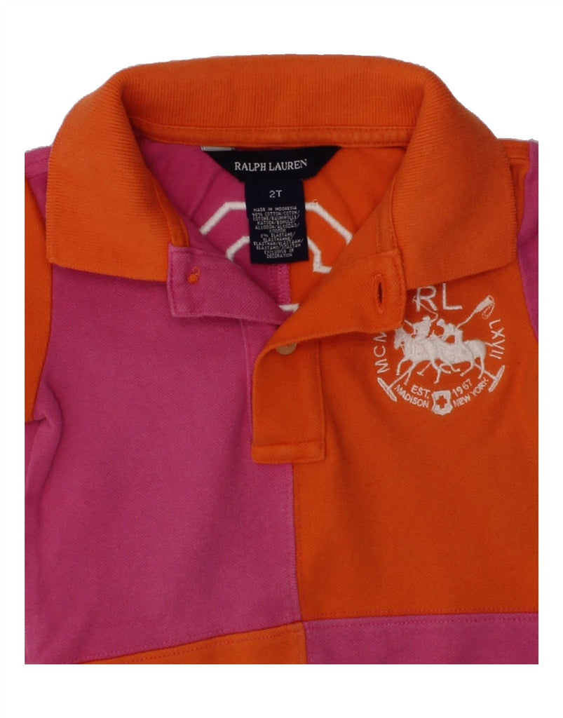 RALPH LAUREN Baby Girls Graphic Polo Dress 18-24 Months Orange Colourblock | Vintage Ralph Lauren | Thrift | Second-Hand Ralph Lauren | Used Clothing | Messina Hembry 