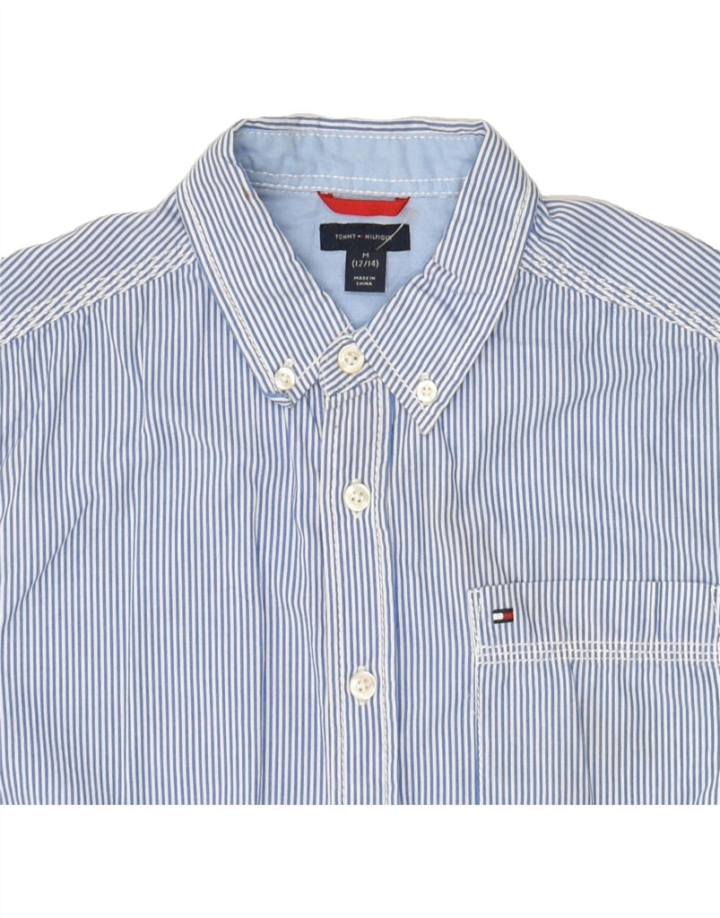 TOMMY HILFIGER Boys Shirt 12-13 Years Medium  Blue Pinstripe Cotton | Vintage Tommy Hilfiger | Thrift | Second-Hand Tommy Hilfiger | Used Clothing | Messina Hembry 