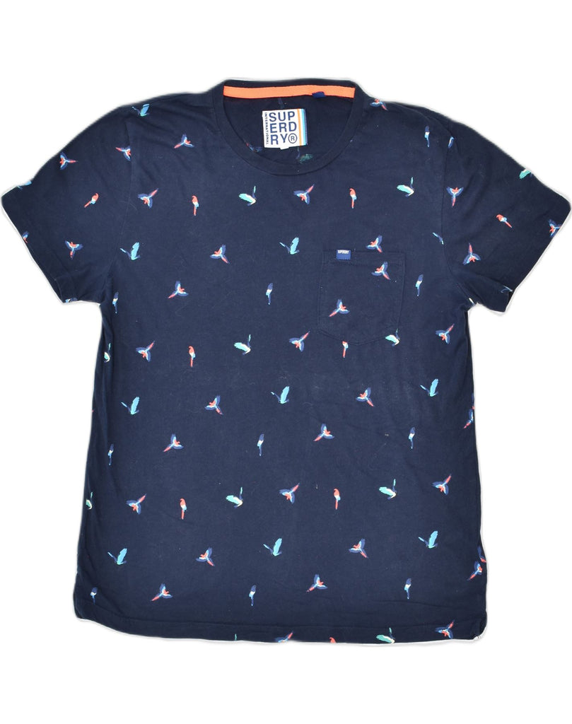 SUPERDRY Mens T-Shirt Top Large Navy Blue Animal Print Cotton Bird | Vintage | Thrift | Second-Hand | Used Clothing | Messina Hembry 