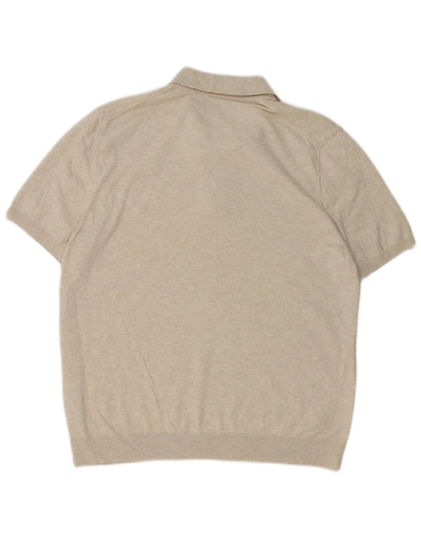 Marks & Spencer Mens Polo Neck Jumper Sweater Large Beige Geometric